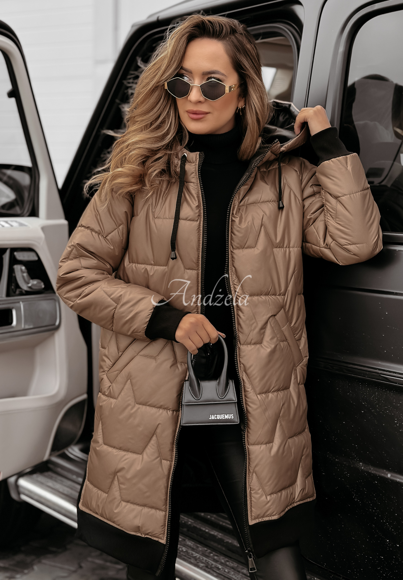 Lange Steppjacke Winter's Glow Camel