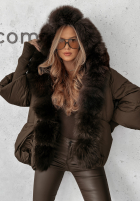 Pikowana Jacke z futerkiem Winter Mood Schokoladenbraun