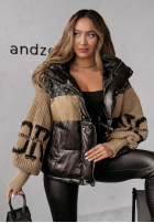 Pikowana Jacke Cold Hands Schwarz-Camel