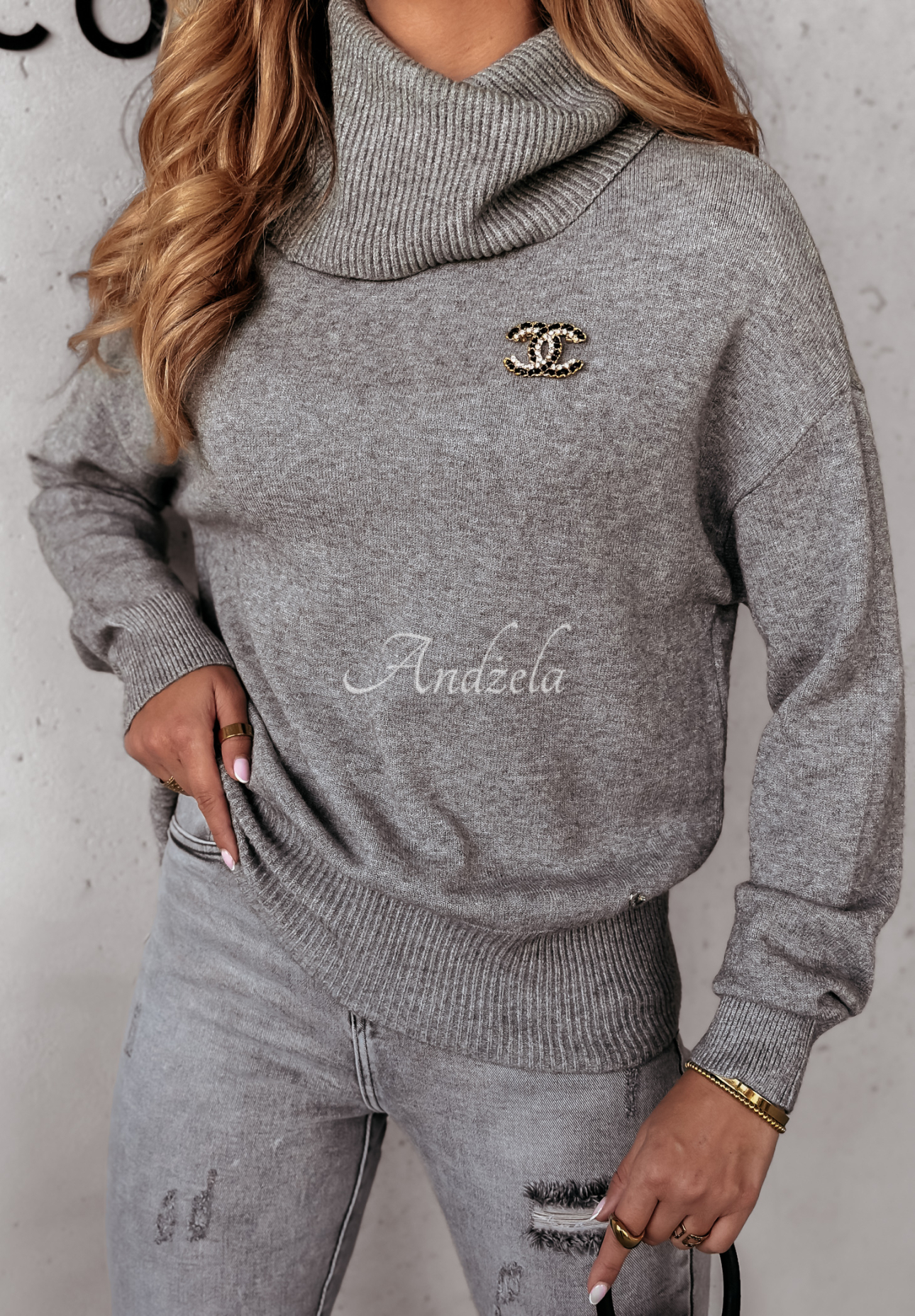 Rollkragenpullover Cozy Clouds Grau