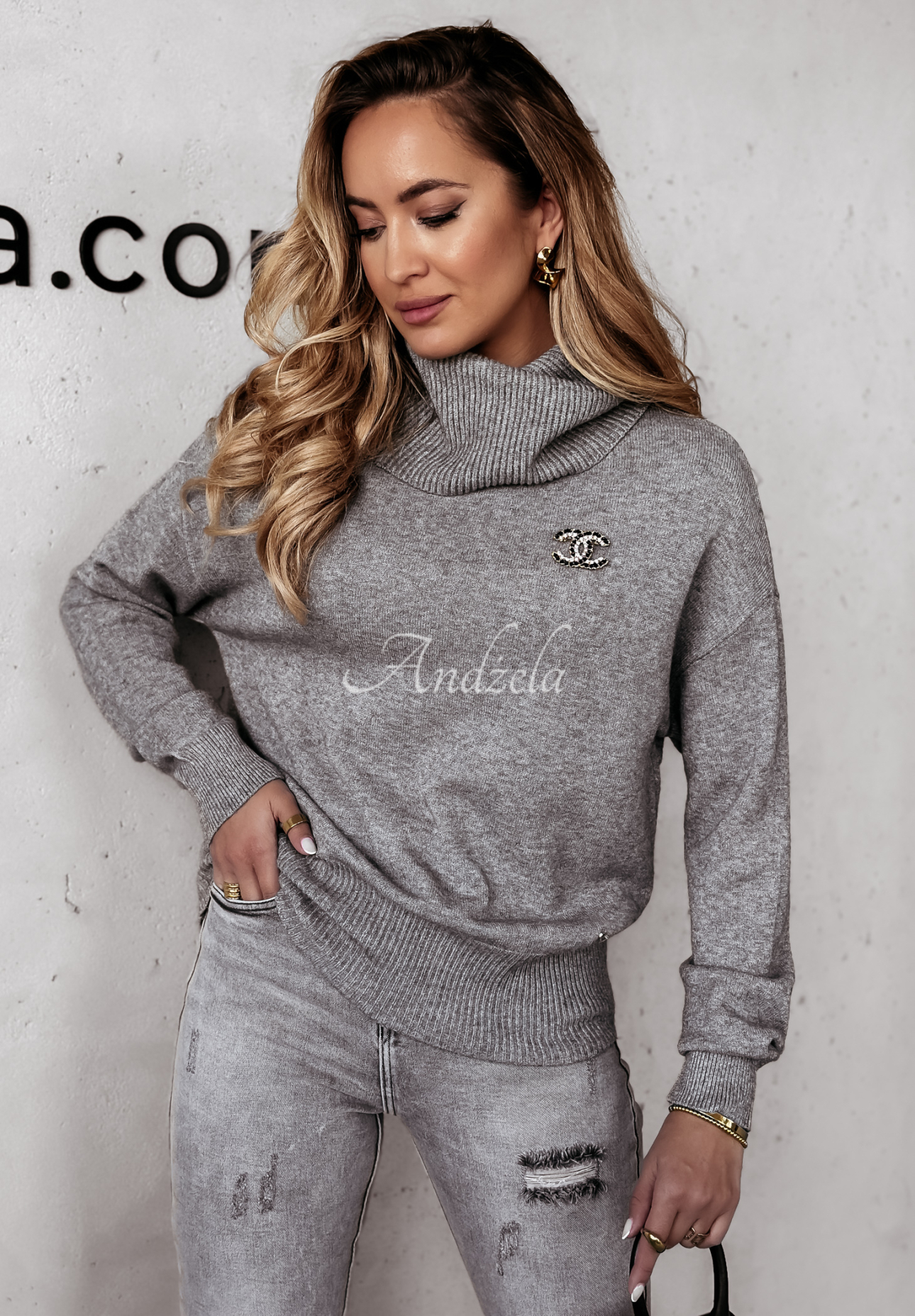 Rollkragenpullover Cozy Clouds Grau