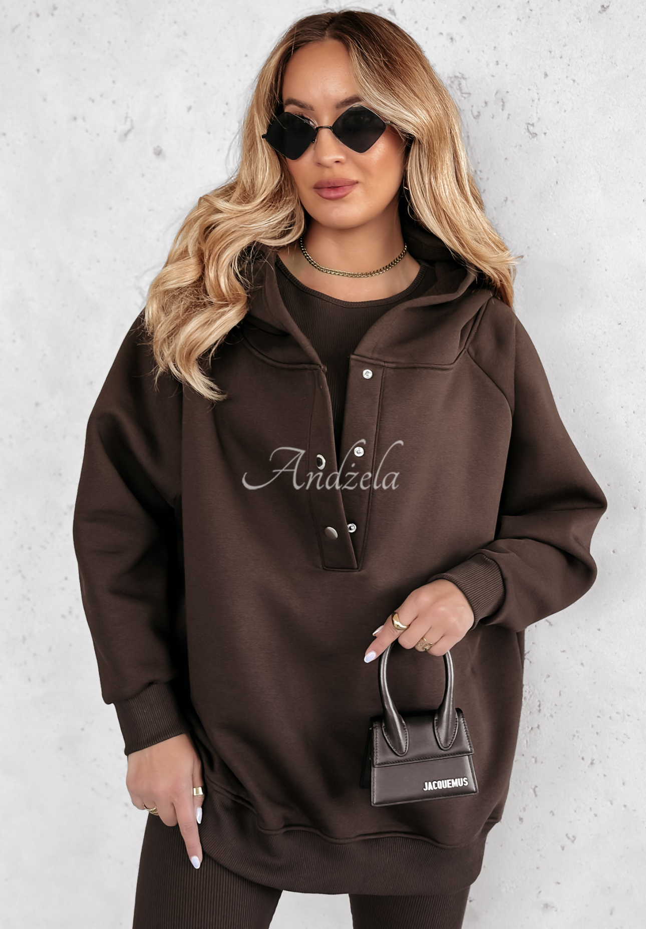 Set of 3in1 leggings, top and sweatshirt Super Fit chocolate