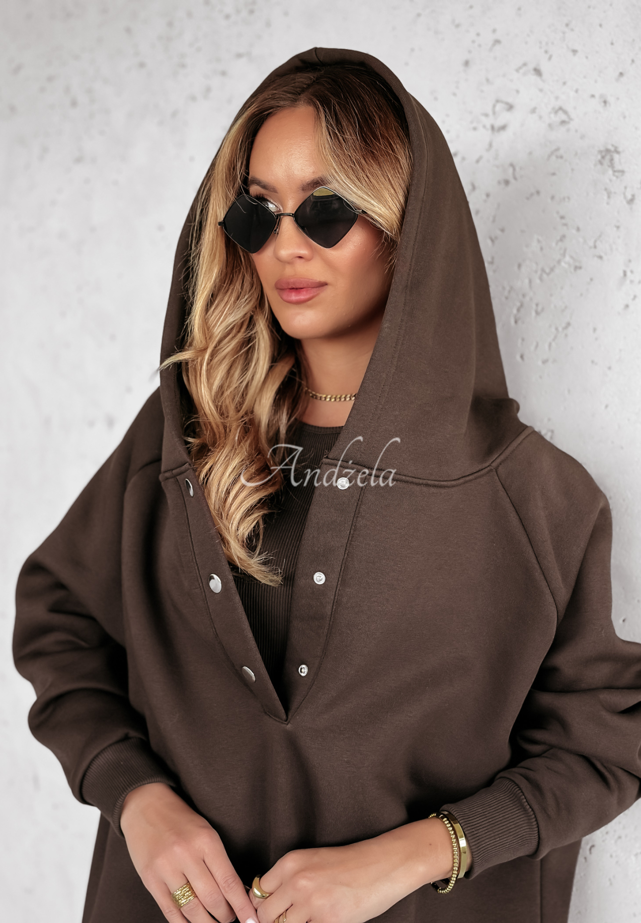 Set of 3in1 leggings, top and sweatshirt Super Fit chocolate