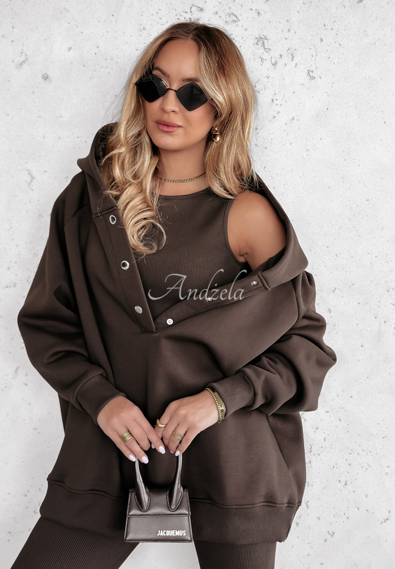 Set of 3in1 leggings, top and sweatshirt Super Fit chocolate