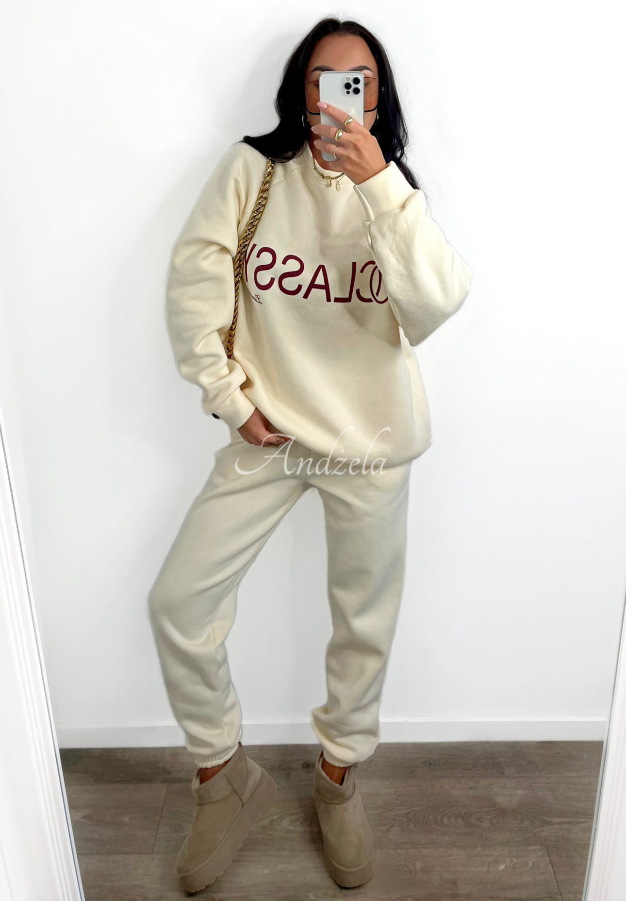 Langes Sweatshirt mit Print La Milla Classy Beige