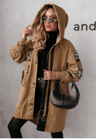 Jacke parka z kapturem Point Of View Camel