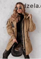 Jacke parka z kapturem Point Of View Camel