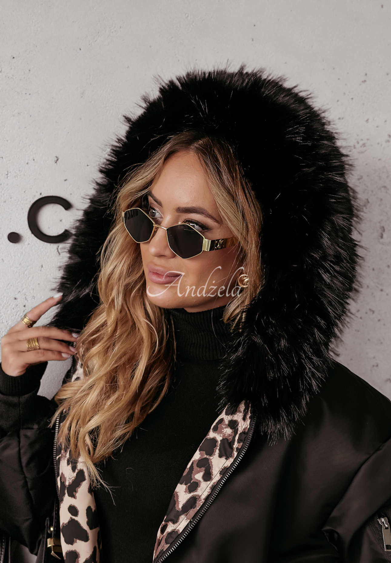 Wendbare Parka-Jacke mit Pelz Winter Bliss Schwarz