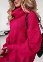 Długi Pullover z golfem Delicate Fuchsia