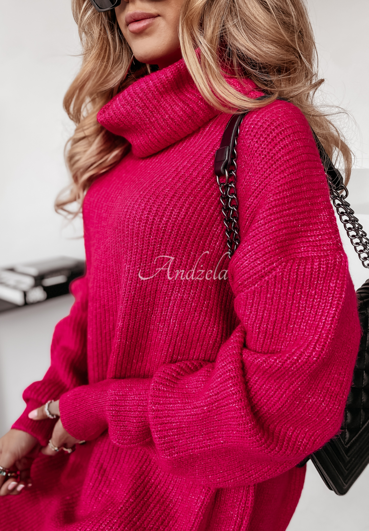 Langer Rollkragenpullover Delicate Fuchsia II