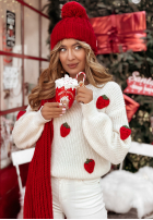 Pleciona Mütze z pomponem Laponia Rot