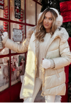 Pikowana Jacke z futerkiem Winter To Go Beige