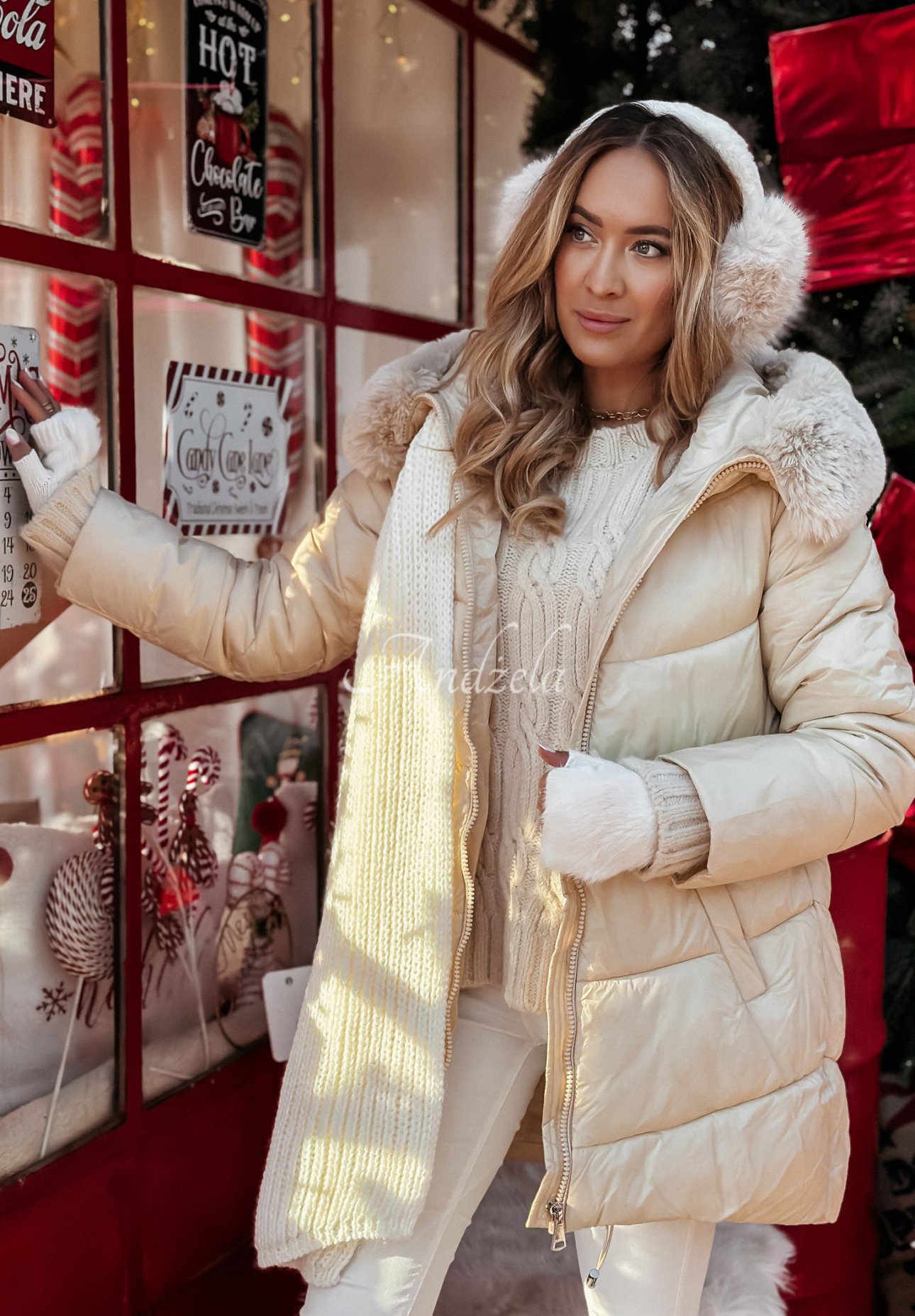 Steppjacke mit Fell Winter To Go Beige