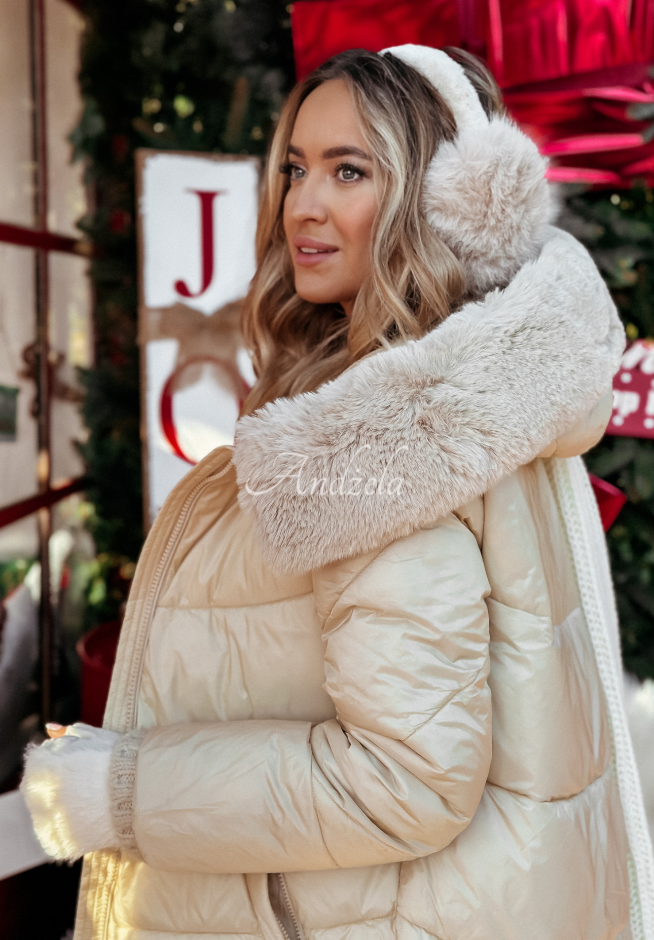 Steppjacke mit Fell Winter To Go Beige