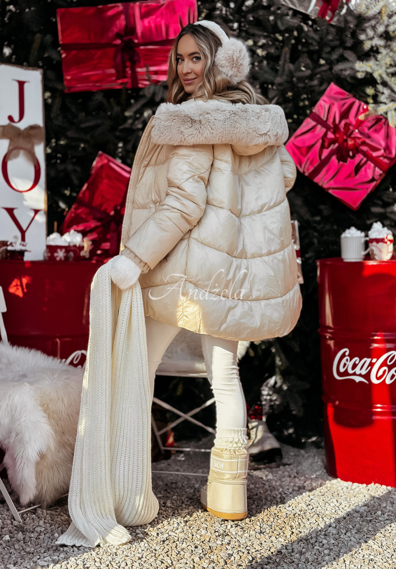 Steppjacke mit Fell Winter To Go Beige