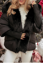 Krótka pikowana Jacke z futerkiem Frosty Horizon Schwarz