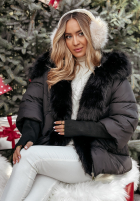 Krótka pikowana Jacke z futerkiem Frosty Horizon Schwarz