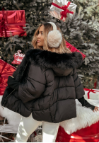 Krótka pikowana Jacke z futerkiem Frosty Horizon Schwarz