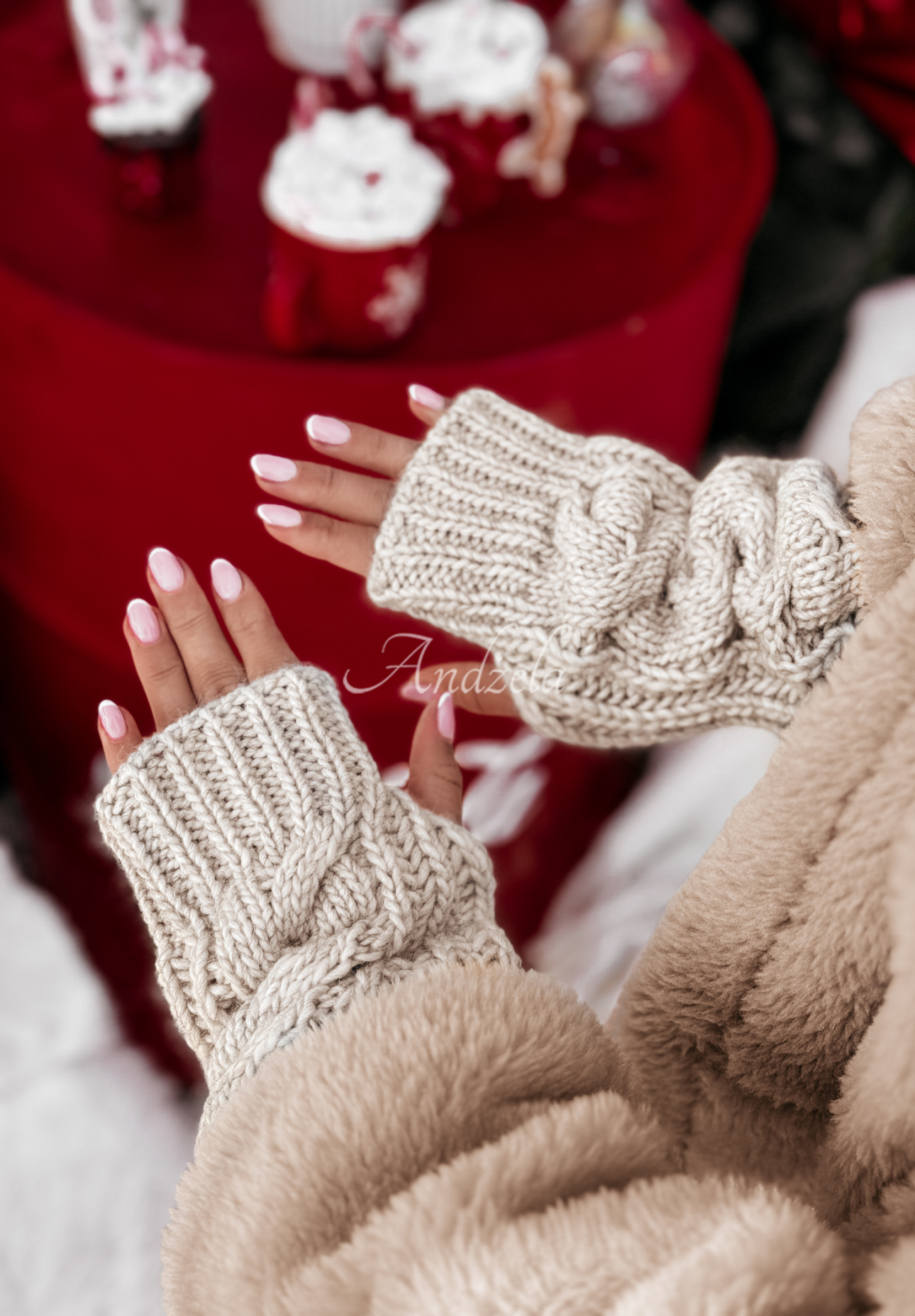 Geflochtene Handschuhe Winter Wishes Beige