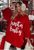 Długi świąteczny Pullover Santa Baby Rot