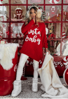 Długi świąteczny Pullover Santa Baby Rot