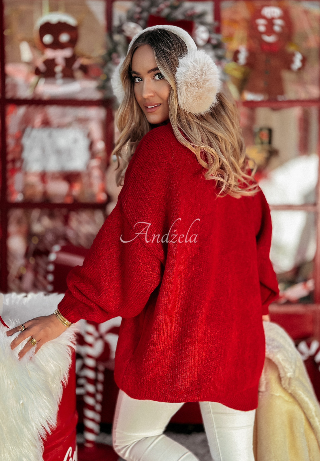 Langer Weihnachtspullover Santa Baby Rot