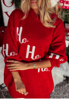 Długi świąteczny Pullover Ho Ho Ho Rot