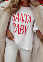 Świąteczny T-Shirt z nadrukiem Santa Baby Weiß