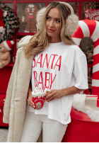 Świąteczny T-Shirt z nadrukiem Santa Baby Weiß