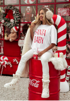Świąteczny T-Shirt z nadrukiem Santa Baby Weiß