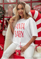 Świąteczny T-Shirt z nadrukiem Santa Baby Weiß