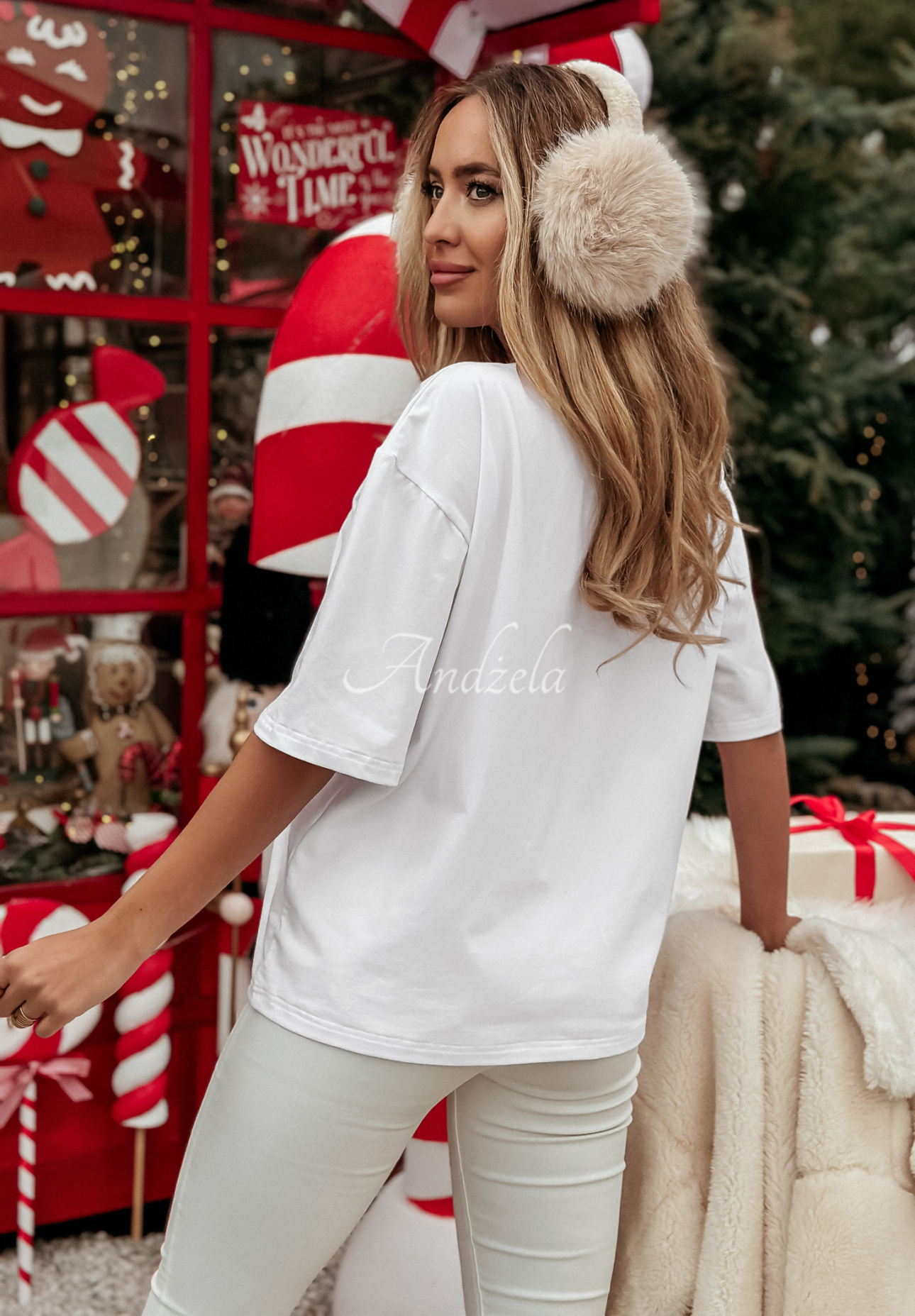 Weihnachts-T-Shirt mit Print Santa Baby Weiß