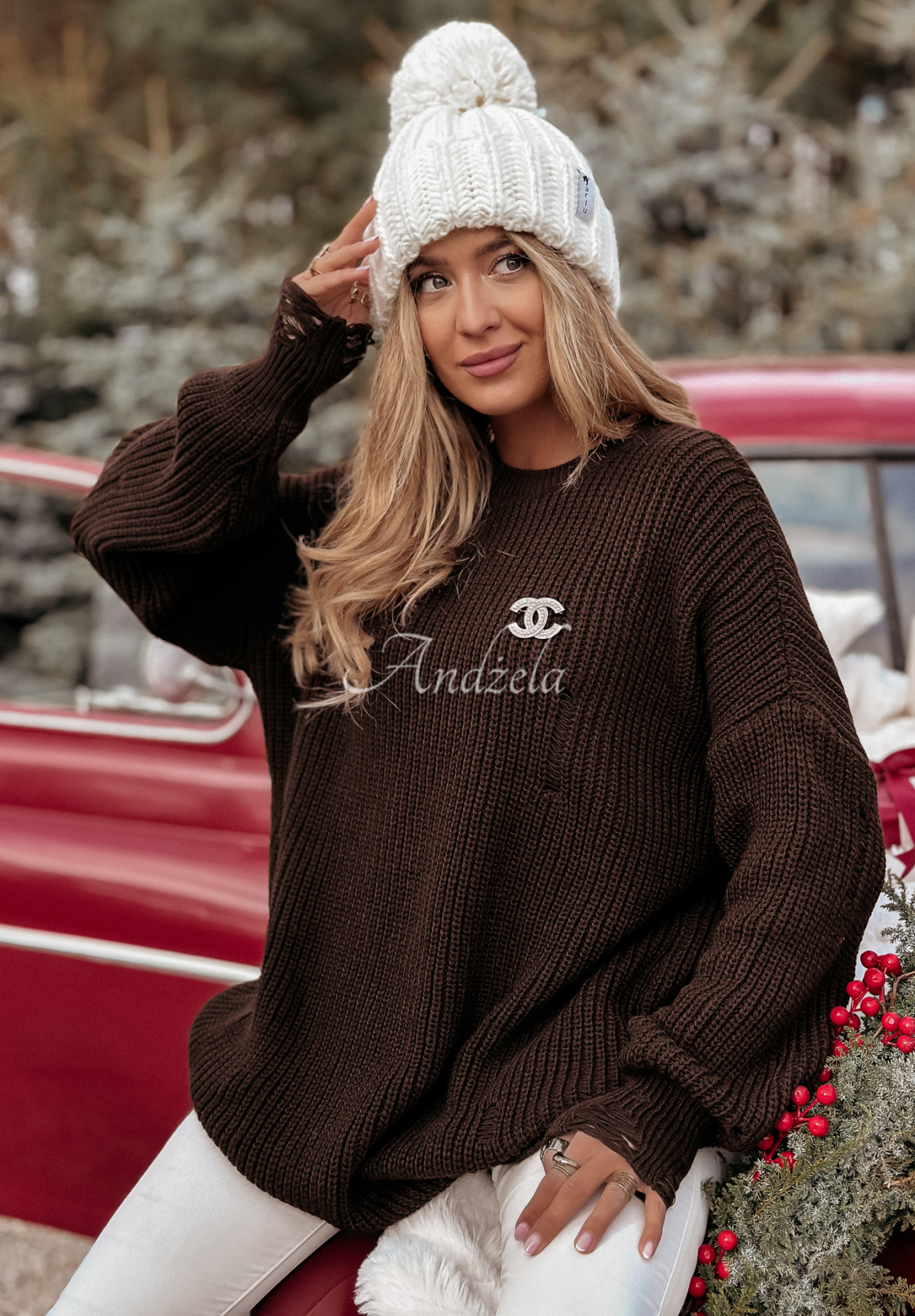 Langer Pullover Amore Delight Schokoladenbraun