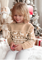 Dziecięcy świąteczny Pullover Christmas Time Beige