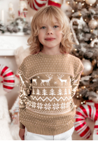 Dziecięcy świąteczny Pullover Christmas Time Beige