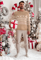 Męski świąteczny Pullover Christmas Time Beige