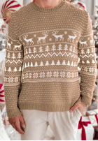 Męski świąteczny Pullover Christmas Time Beige