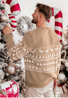 Męski świąteczny Pullover Christmas Time Beige