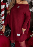 Dzianinowy Pullover Kleid oversize California Burgunderrot