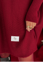 Dzianinowy Pullover Kleid oversize California Burgunderrot