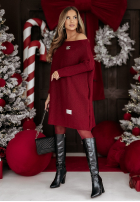 Dzianinowy Pullover Kleid oversize California Burgunderrot