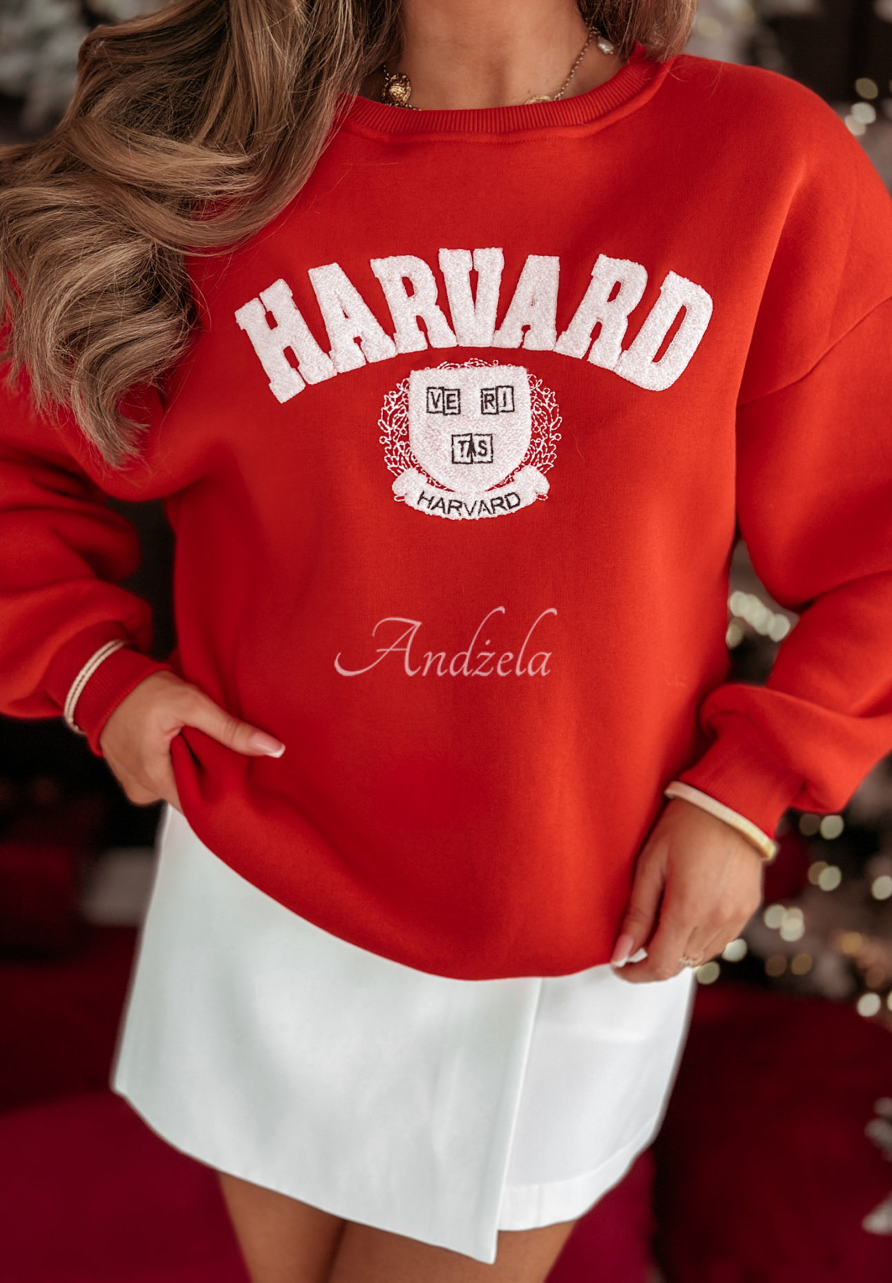 Sweatshirt mit Aufschrift Harvard Rot