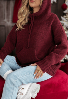 Pullover oversize z kapturem Carra Burgunderrot