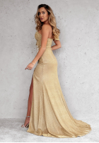 Brokatowa Kleid maxi Diamond Of The Season Gold