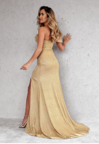 Brokatowa Kleid maxi Diamond Of The Season Gold