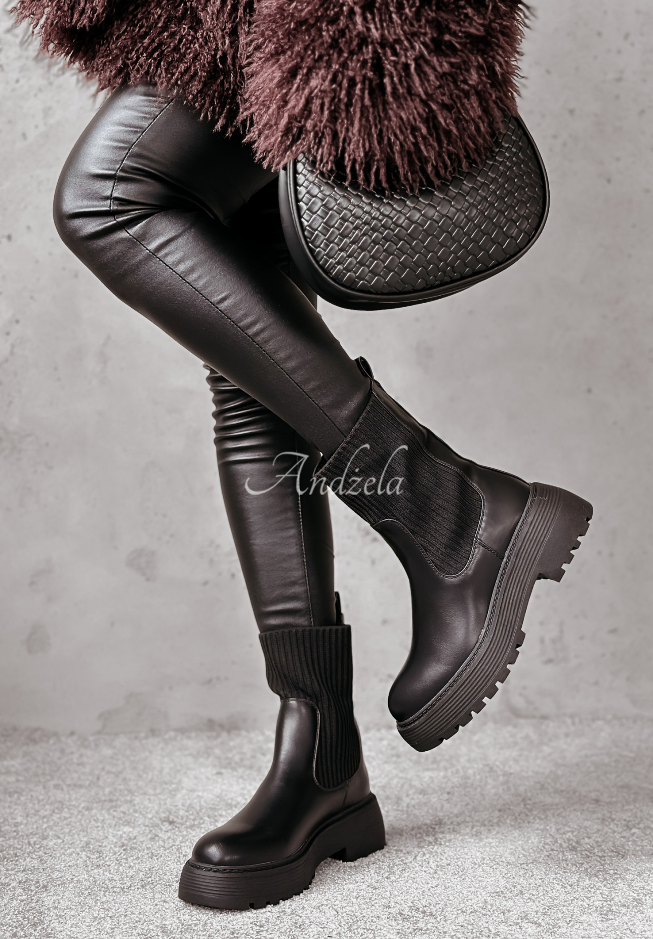 Arbeiterstiefel aus Leder Mystic Whisper Schwarz