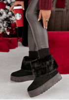 zamszowe Stiefeletten z futerkiem Frosted Nights Schwarz