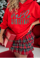 Sweatshirt z kapturem Hello Christmas Rot