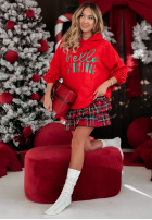 Sweatshirt z kapturem Hello Christmas Rot