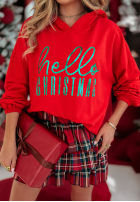 Sweatshirt z kapturem Hello Christmas Rot